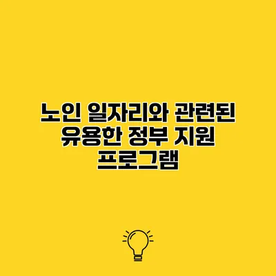 노인 일자리와 관련된 유용한 정부 지원 프로그램