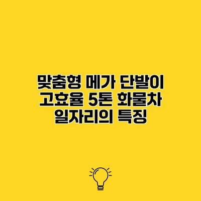 맞춤형 메가 단발이 고효율 5톤 화물차 일자리의 특징