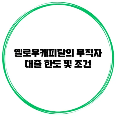 옐로우캐피탈의 무직자 대출 한도 및 조건