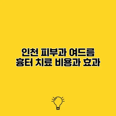 인천 피부과 여드름 흉터 치료 비용과 효과