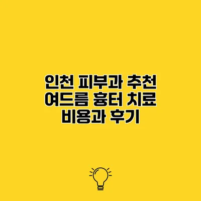 인천 피부과 추천 여드름 흉터 치료 비용과 후기