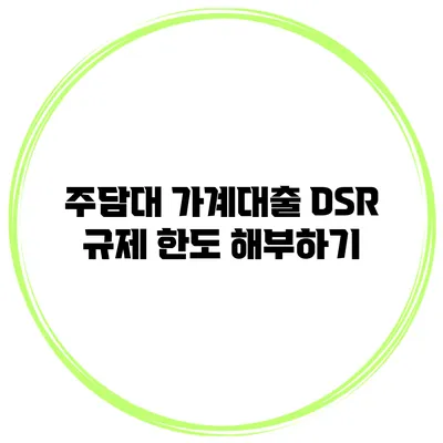 주담대 가계대출 DSR 규제 한도 해부하기