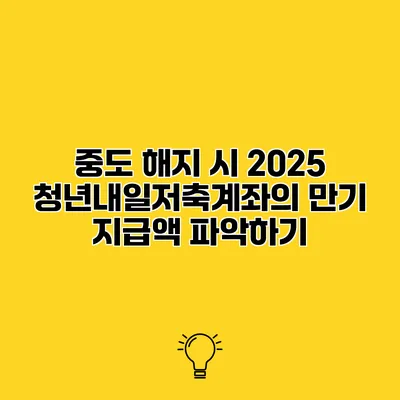 중도 해지 시 2025 청년내일저축계좌의 만기 지급액 파악하기