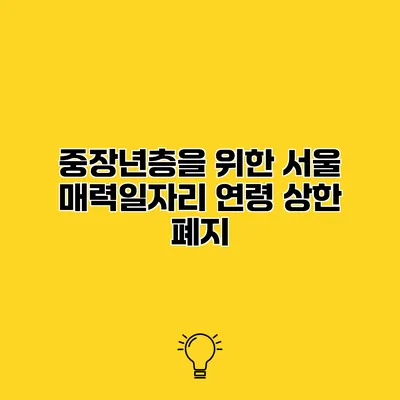 중장년층을 위한 서울 매력일자리 연령 상한 폐지