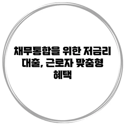 채무통합을 위한 저금리 대출, 근로자 맞춤형 혜택