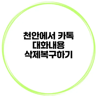 천안에서 카톡 대화내용 삭제복구하기