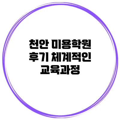 천안 미용학원 후기 체계적인 교육과정